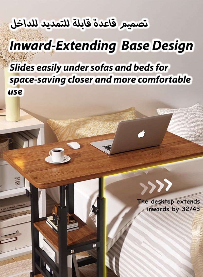 Toshionics Mobile Standing Desk Height Adjustable Bedside Laptop Table with Wheels, Foldable Multifunctional Side Table Computer Desk for Bedroom, Living Room, Office, Hospital & Studio (60–85cm) - Image 3